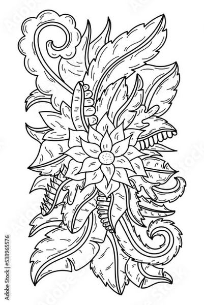 Fototapeta Abstract black and white plant shape, for web design, landing page, print and decoration