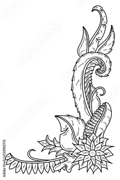 Fototapeta Abstract black and white plant shape, for web design, landing page, print and decoration