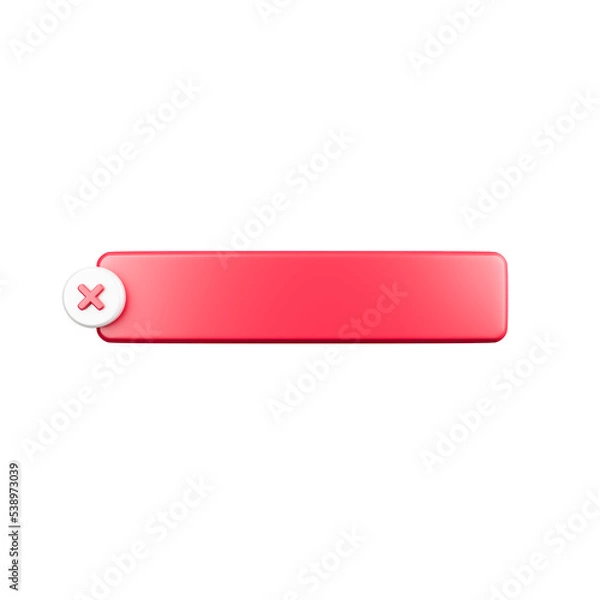 Fototapeta Red button with red cross 3d icon isolated