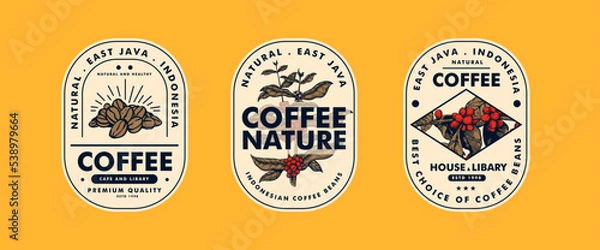 Obraz vintage coffee logo set design