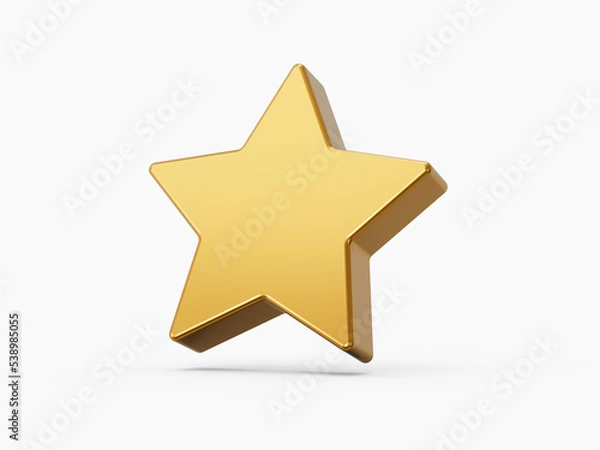 Fototapeta Golden star icon isolated on white background. 3d illustration