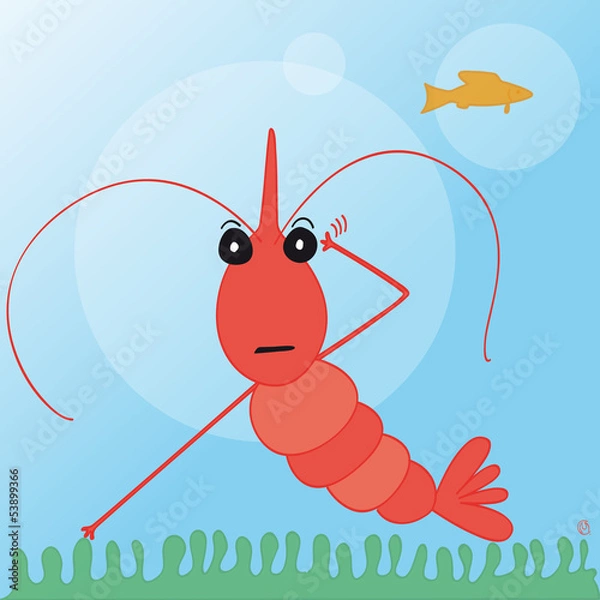 Obraz crevette cerise et poisson