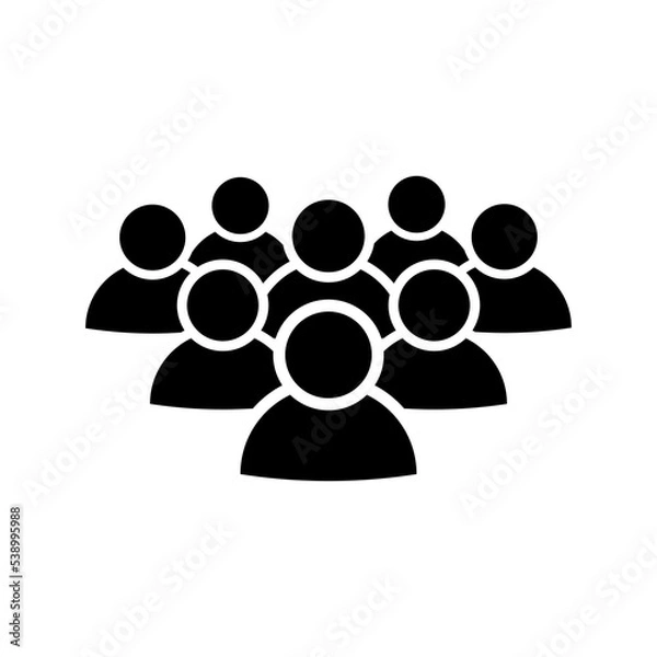 Obraz Crowd of people icon in flat style. Social icon. User group network. Corporate team group Community member icon. People, men symbol Business team work sign Vector illustration for design, Web, UI, app