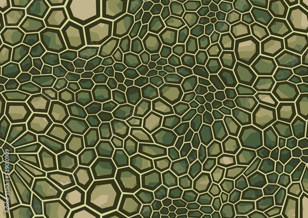 Fototapeta Camouflage geometric seamless pattern hexagonal texture. Abstract military camo polygonal scales endless ornament for fabric and fashion print. Vector background.