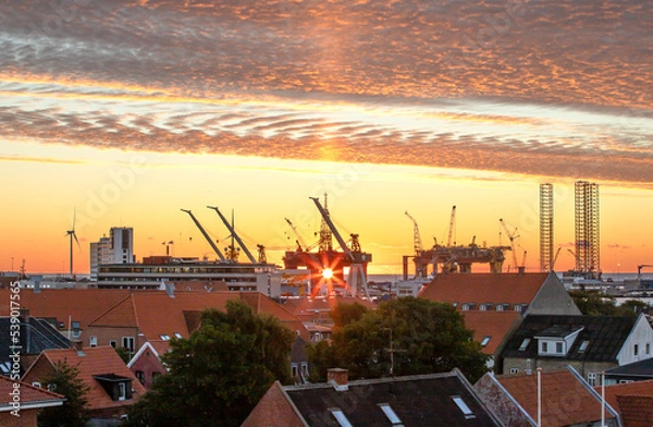 Obraz sunset over the city