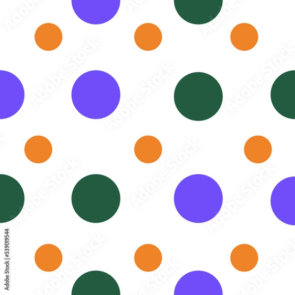 Obraz Vector pattern with simple purple green and orange  circles on white 