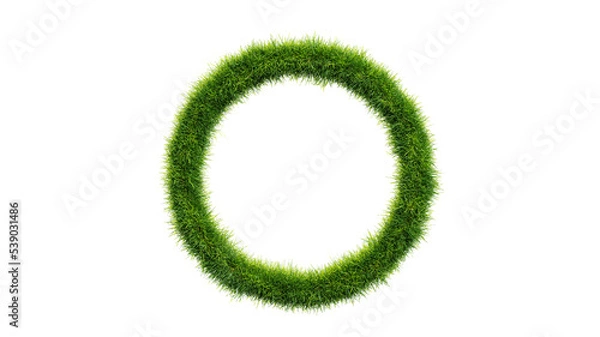 Obraz Grass round frame, copy space. Grass frame isolated on a white background. Transparent background, PNG file