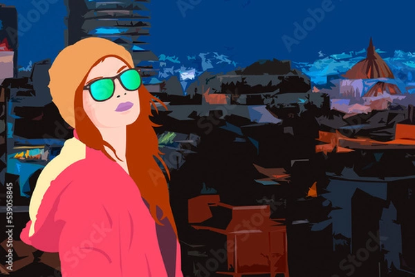 Obraz una noche en la terraza del edificio 