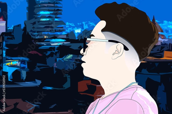 Obraz una noche en la terraza del edificio 