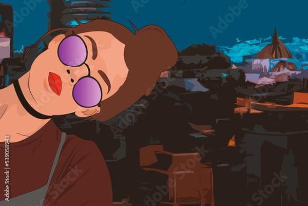 Obraz una noche en la terraza del edificio 