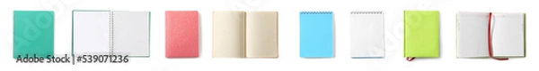 Fototapeta Collection of notebooks on white background