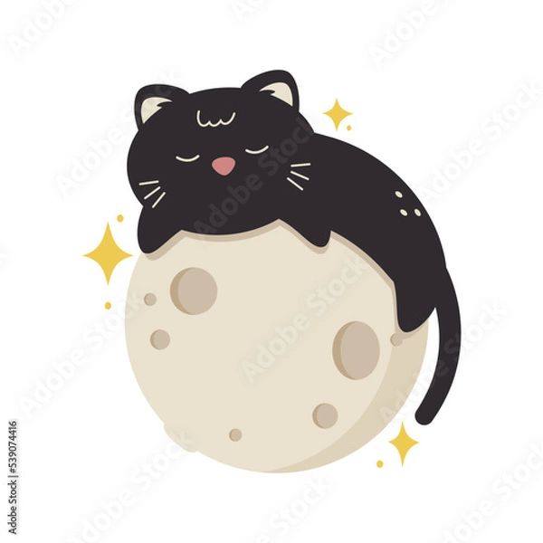 Obraz Black Cat Resting On Moon