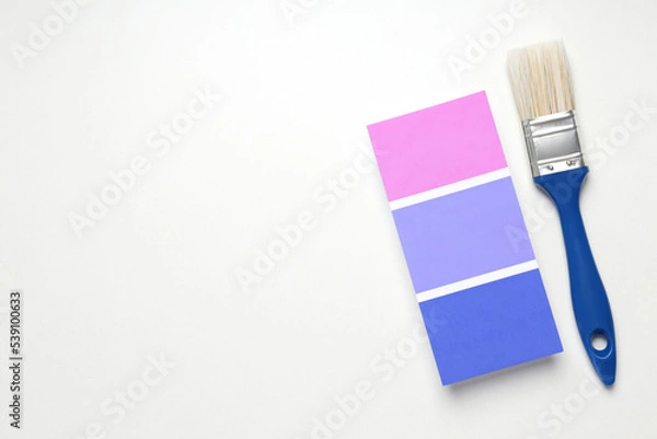Fototapeta Color palette and brush on white background