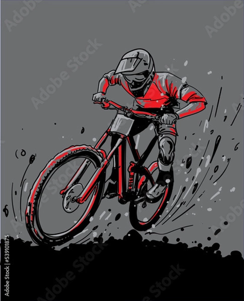 Fototapeta A mountain bike activity that challenges adrenaline and guts, an activity full of challenges