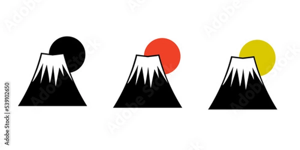 Obraz 富士山　山　日の出　版画風