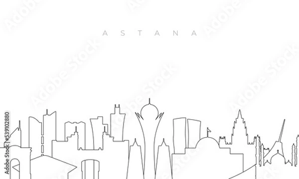 Fototapeta Outline Astana skyline. Trendy template with Astana buildings and landmarks in line style. Stock vector design.