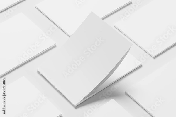 Fototapeta A4 Landscape Horizontal Magazine Brochure 3D Rendering White Blank Mockup