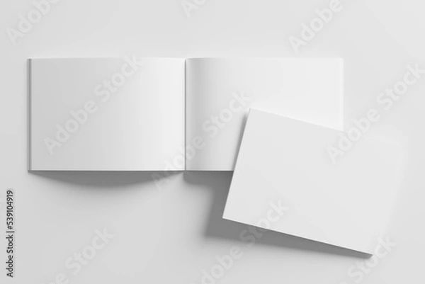 Fototapeta A4 Landscape Horizontal Magazine Brochure 3D Rendering White Blank Mockup
