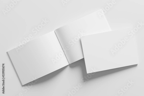 Fototapeta A4 Landscape Horizontal Magazine Brochure 3D Rendering White Blank Mockup