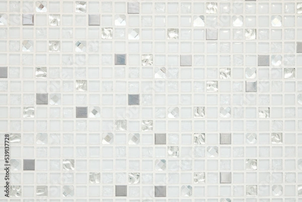 Fototapeta Small glass mosaic wall tile texture background.