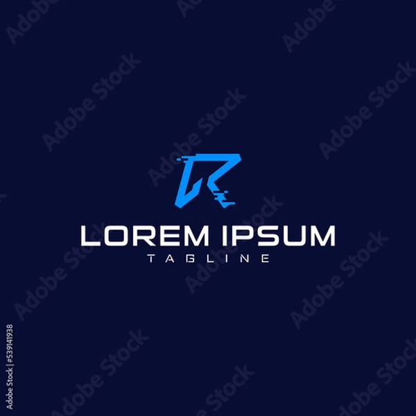 Obraz Blue tech style letter R monogram logo design.
