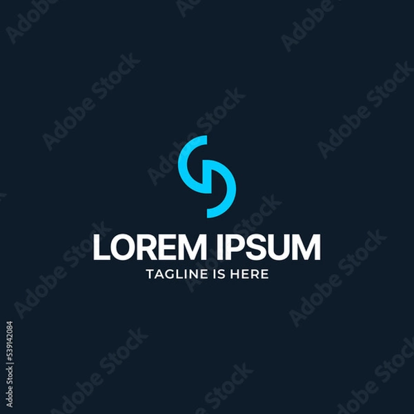 Fototapeta Blue letter GD monogram logo design.