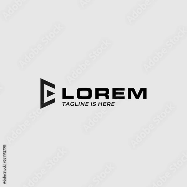Obraz Monogram logo design with a combination of the letter E and the play button.