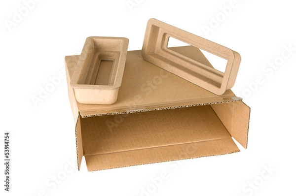 Obraz open shipping cardboard box isolated
