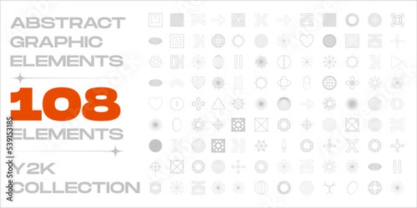Fototapeta Retro futuristic elements for design. Minimalist geometric elements. Simple shapes forms.