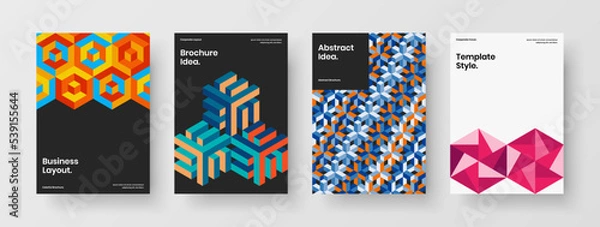 Fototapeta Trendy mosaic shapes brochure layout composition. Isolated book cover A4 vector design illustration collection.