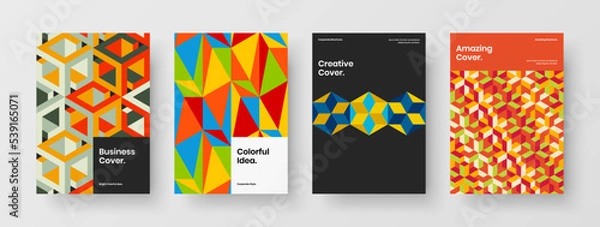 Fototapeta Trendy geometric pattern annual report illustration collection. Creative corporate identity vector design template bundle.