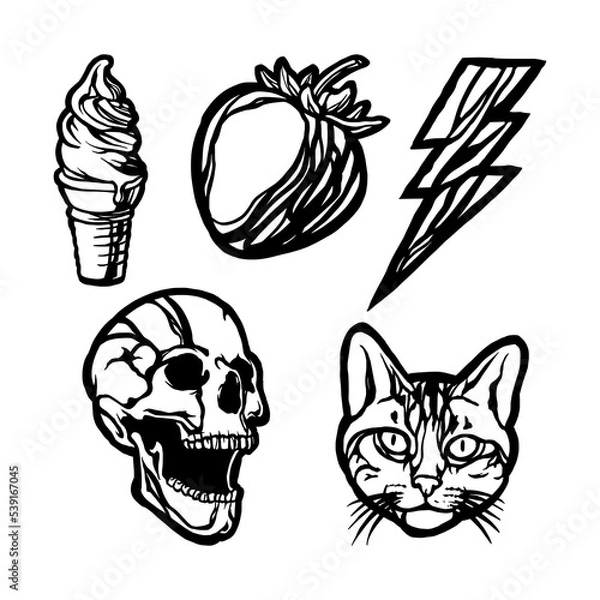 Fototapeta set of halloween skulls