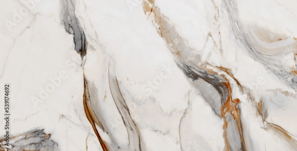 Fototapeta white statuario marble texture background with brown vines. carrara statuario glossy granite for architecture ceramic slab tile design. glossy satvario limestone thassos quartzite.