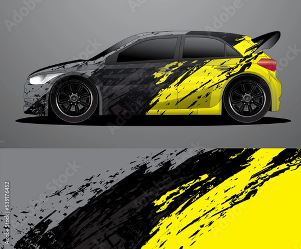 Obraz Rally car decal graphic wrap vector, abstract background