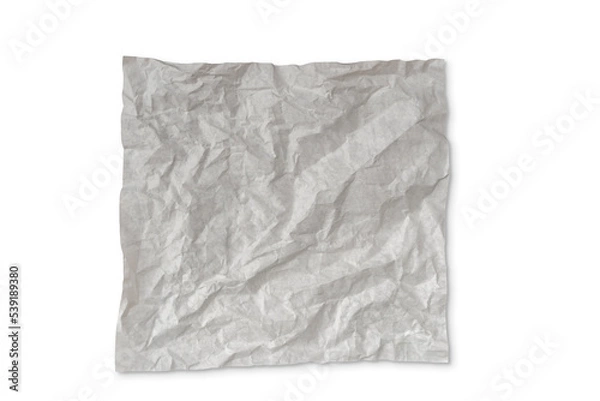 Fototapeta Crumpled paper for banner background or texture laying on white isolated background, for advertising media.