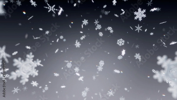 Obraz Snow Flake Crystals winter freeze ice holiday particle 3D illustration background
