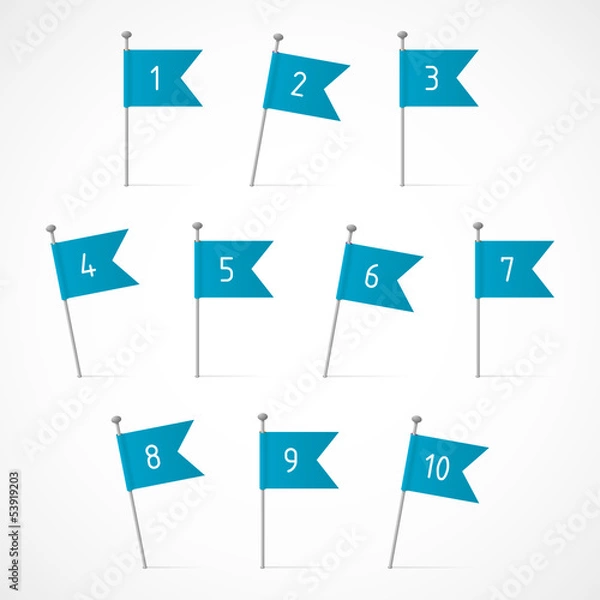 Obraz Blue flags with numbers
