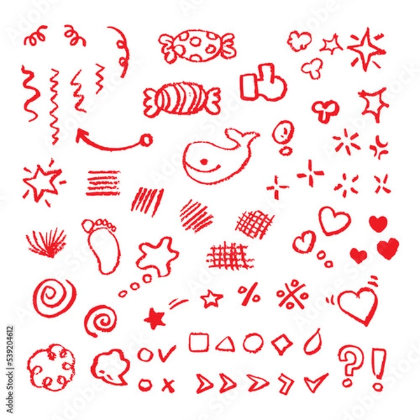 Fototapeta 빨간 색연필 손그림 라인 일러스트-01