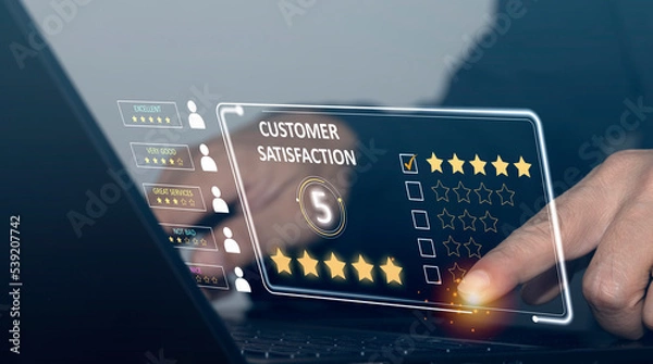 Fototapeta Users rate their experience using online applications. customer satisfaction survey concept Assessment of service quality leading to ratings of business reputation and customer satisfaction.