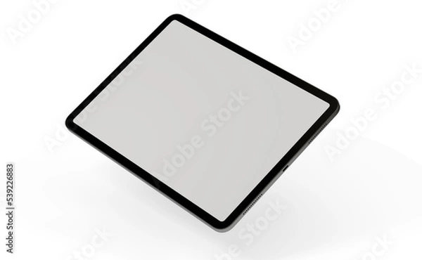 Fototapeta Modern tablet computer stand with blank screen isolated on white background