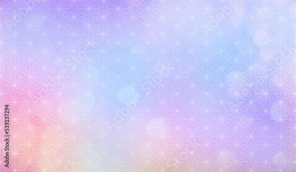 Fototapeta 紫の桃色のグラデーションと和風の麻の葉柄　玉ボケ
