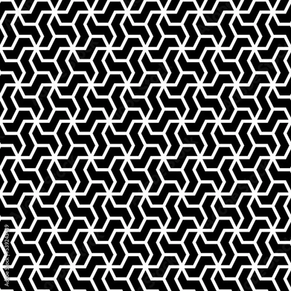 Fototapeta Mosaic. Zigzag figures ornament. Repeated puzzle shapes background. Mosaics motif. Grate wallpaper. Grid backdrop. Digital paper, page fills, web design, textile print. Seamless abstract pattern