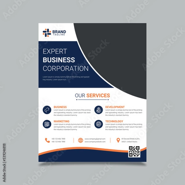 Fototapeta Corporate business flyer, Brochure design, cover modern layout, annual report, poster, digital marketing, business proposal, promotion, advertise, template in A4 size