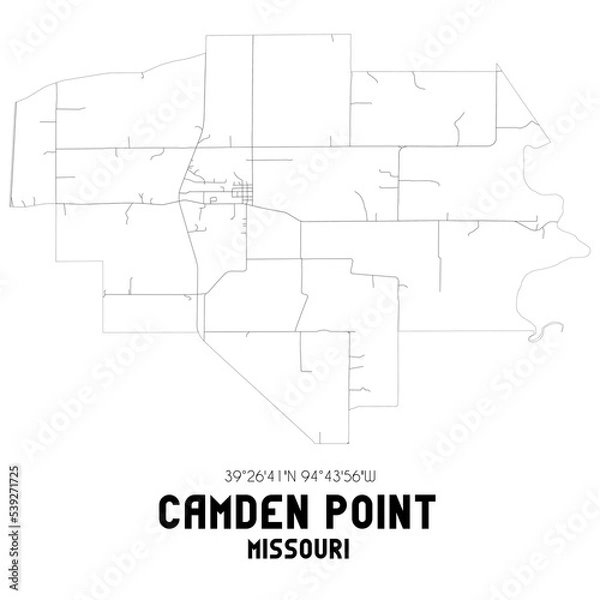 Fototapeta Camden Point Missouri. US street map with black and white lines.