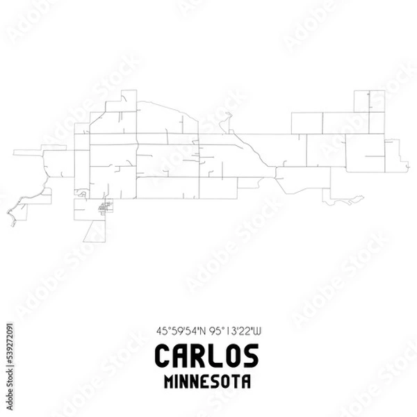 Fototapeta Carlos Minnesota. US street map with black and white lines.