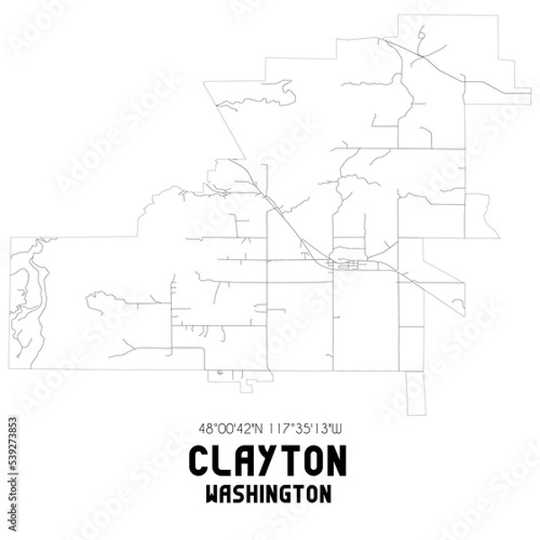 Fototapeta Clayton Washington. US street map with black and white lines.