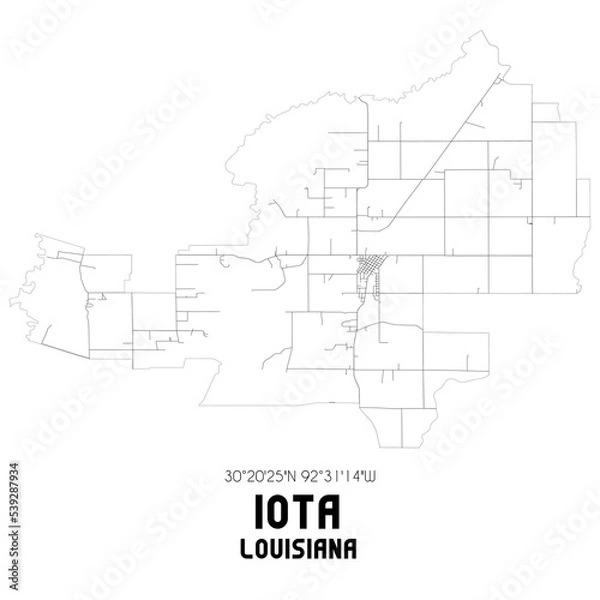 Fototapeta Iota Louisiana. US street map with black and white lines.