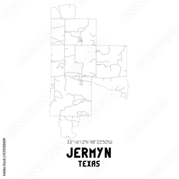 Obraz Jermyn Texas. US street map with black and white lines.