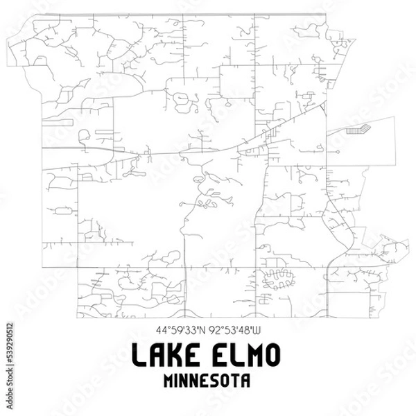 Obraz Lake Elmo Minnesota. US street map with black and white lines.