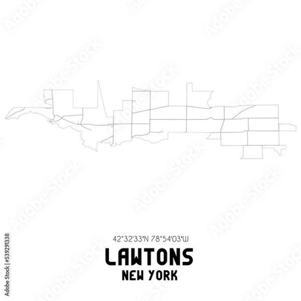Fototapeta Lawtons New York. US street map with black and white lines.